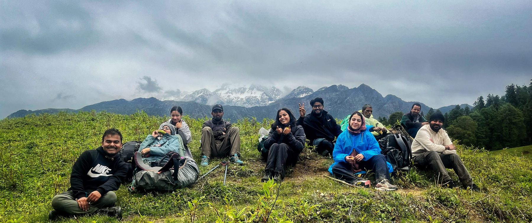 Trekking group in the Himalayas